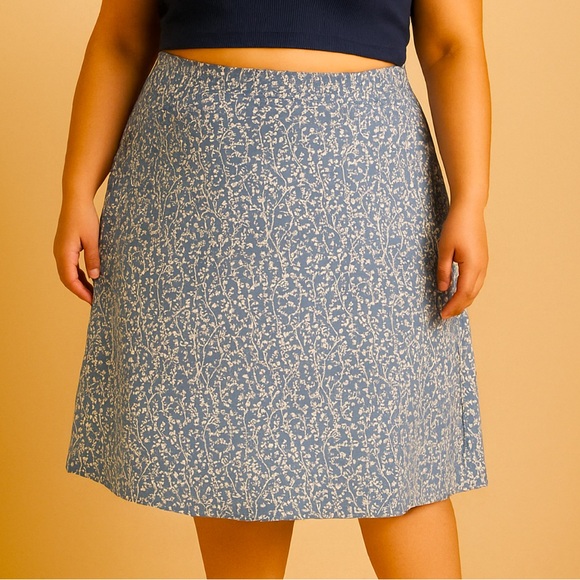 Trandition Dresses & Skirts - 🌸Light denim cotton floral skirt